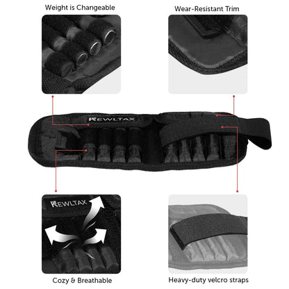 Pair of Adjustable Ankle/Wrist Weights Can Be Adjusted Weight Size - 2 x Weight Wraps Leg and Hand Weights For Walking Running Exercises - Adjustable Weights (2-LB Each (4-LB Total))