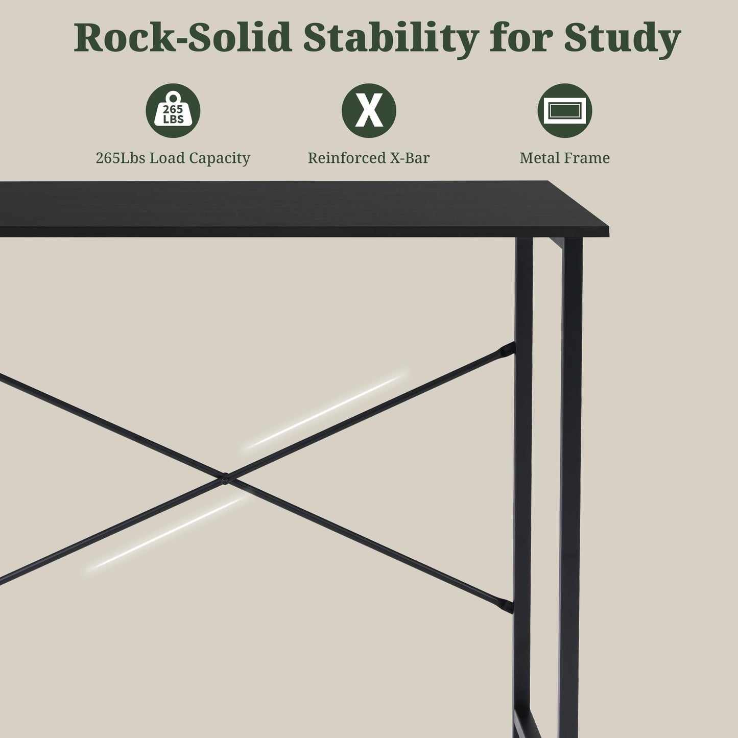 SageNest Computer Desk 32 Inch, Simple Home Office Desk Study Writing Table, Sturdy Metal Frame, Scratch-Resistant MDF Desktop for Bedroom Dorm Workspace Small Space, Black