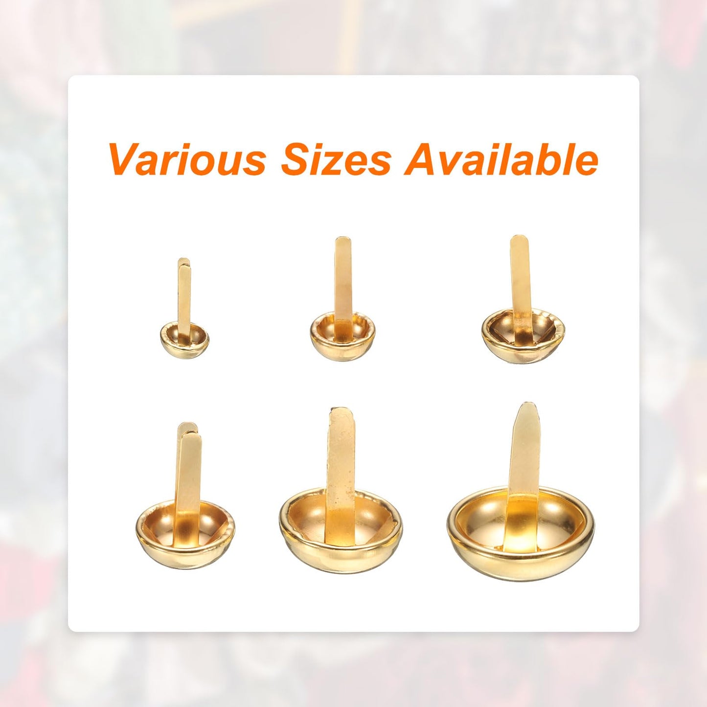 HARFINGTON 500pcs Brads Paper Fasteners, 8mm x 17mm Metal Paper Crafts Brads, Small Round Brass Split Pins for Children Crafting Decorative Scrapbooking DIY, Gold