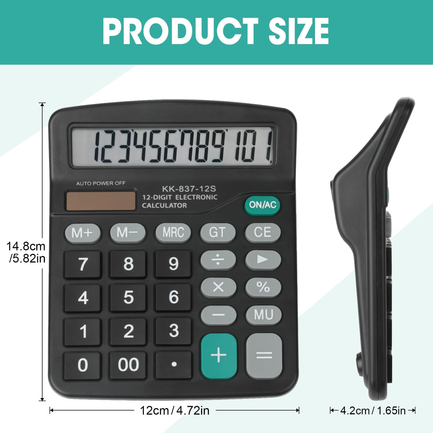 4 Pack Calculator Bulk, 12 Digits Calculators Desktop with Large LCD Display and Sensitive Butto, Solar and Battery Dual Power, Desk Calculator