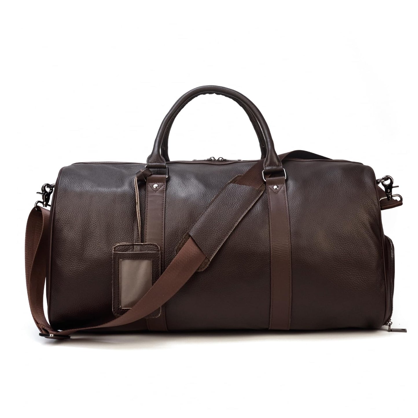 Yevabo Genuine Leather Duffel Bag for Men & Women, Cabin Friendly Carry-On Weekender Bag for Gym Travel Overnight Trips, Brown