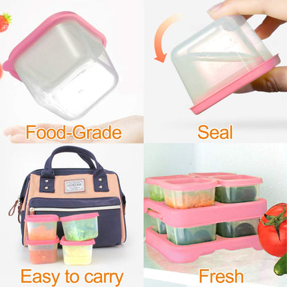Matyz 8-Pack Baby Food Storage Containers Freezer Safe BPA Free (Pink, 4 OZ Each) - Solid Food Storage Containers Baby Stackable Baby Food Containers with Lids - Baby Food Freezer Storage Tray 4 Oz