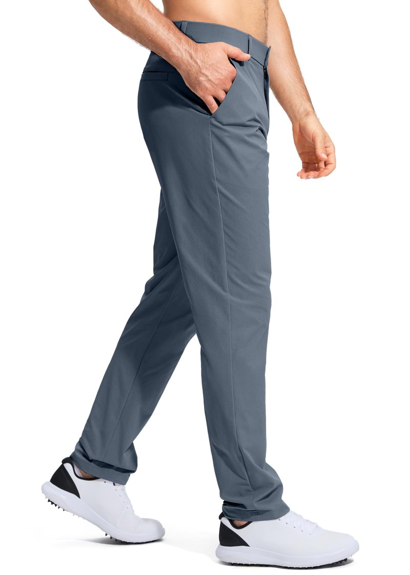 Pudolla Men's Golf Pants Work Dress Comfy Pants Casual Slacks Trousers with Pockets(Grey_Blue 40Wx34L)