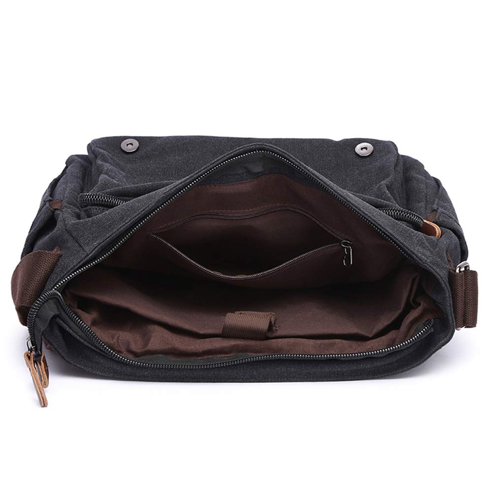 Waterproof Vintage Canvas Sholdr Messenger bag Briefcase Large Satchel Shoulder Bag Rugged Leather Computer Laptop Bag for 15.6Inch Laptop Business Briefcase
