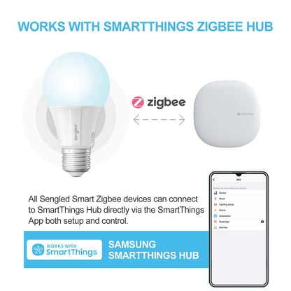 Sengled Smart Light Bulbs, Zigbee Hub Required, Works with Alexa and SmartThings, Voice Control with Google Home and Echo with built-in Hub, Soft White 60W Equivalent A19 Dimmable Smart Bulbs, 4-Pack