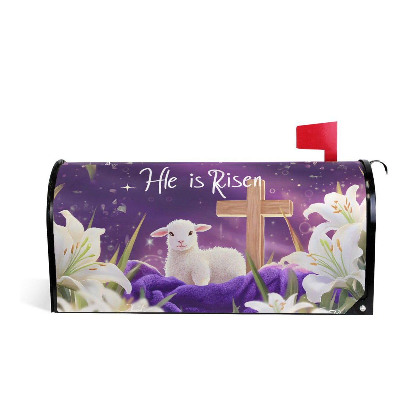 ALAZA He is Risen Easter Lily Flowers02 Magnetic Mailbox Cover MailWraps Garden Yard Home Decor for Outside Oversized-25.5" x20.8"