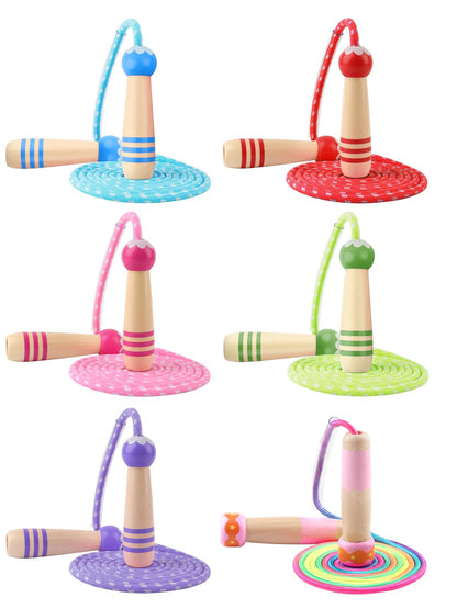 Jump Rope for Kids, Lorvain Adjustable Skipping Rope, Kids Jump Ropes with Wooden Handle for Girls Boys, Weighted Jumping Ropes for Fitness Workout Exercise Outdoor Fun Activity