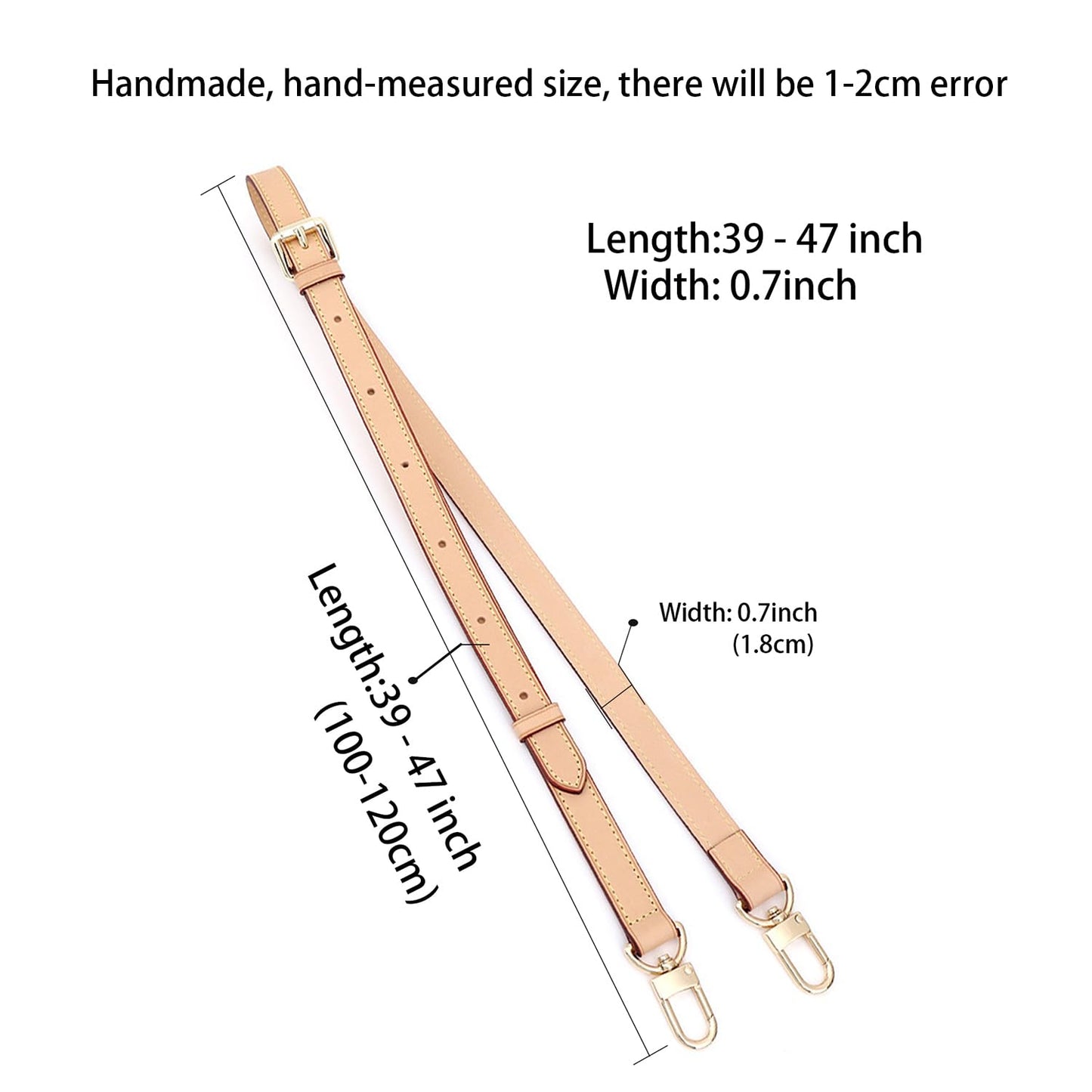 Vachetta Leather Crossbody Strap for SPEEDY L V Handbag Replacement Shoulder Strap（Length39-47 in*Width 0.7in）
