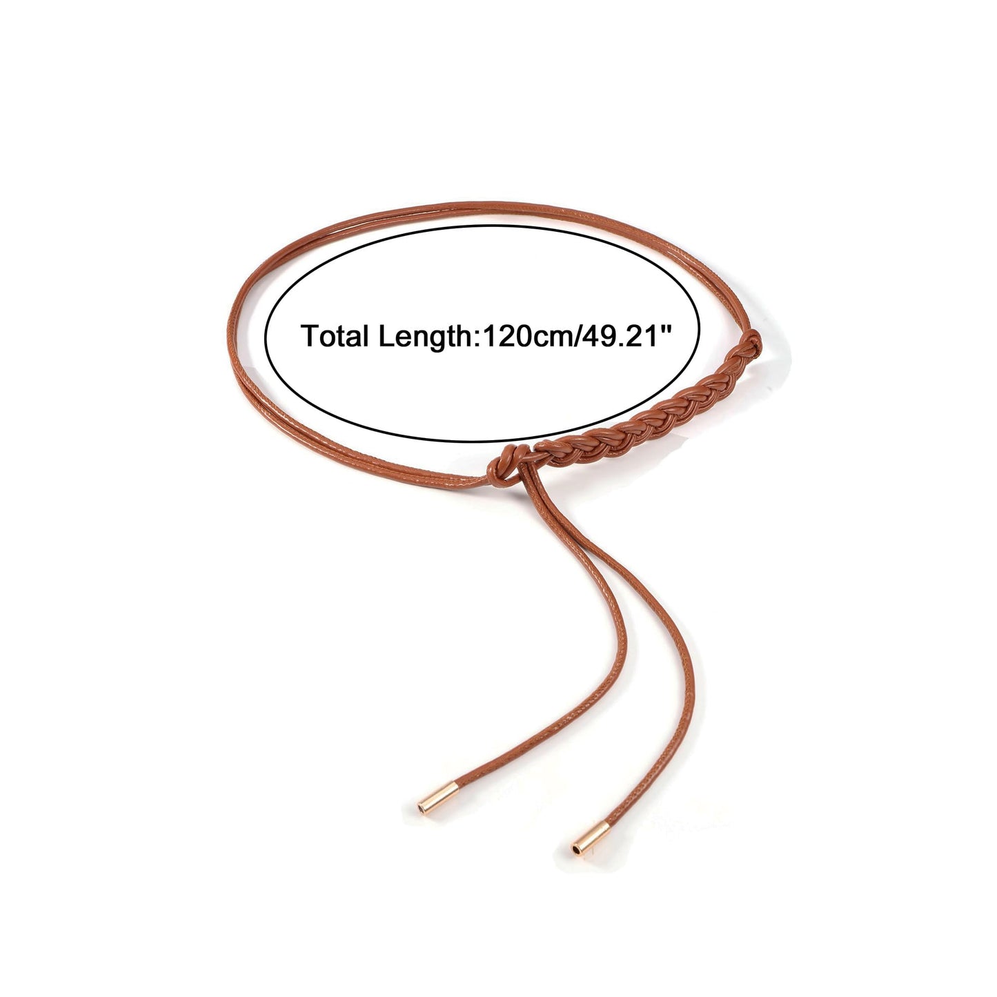CHIC DIARY Women Braided PU Leather Rope Belt Adjustable Thin Waist Belt Boho Waist Wrap for Dresses