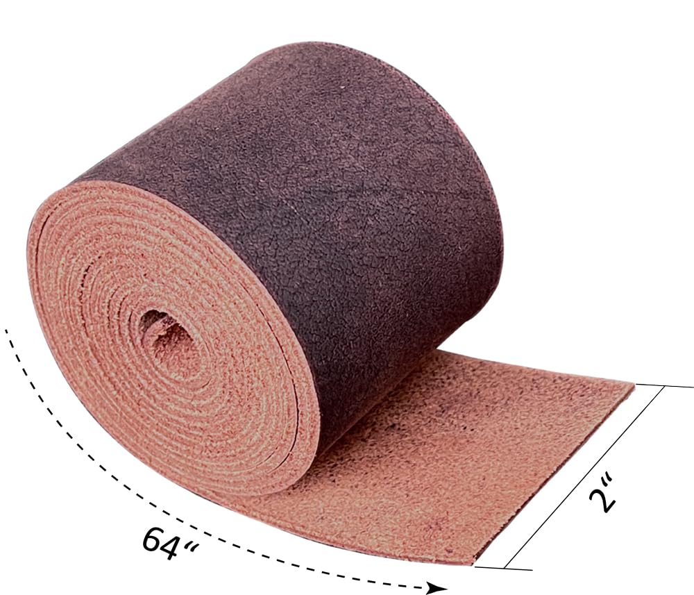 Genuine Leather Strip 2 Inch Wide 64 Inches Long for DIY Craft Projects, 1.8-2mm Thick, Coffee Brown