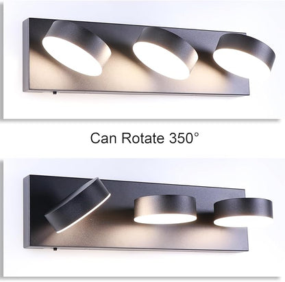 Modern Bathroom Vanity Light Fixtures,4-Light Matte Black Bathroom Wall Lighting Fixtures Over Mirror, Dimmable 5CCT LED Vanity Lights with Acrylic Shades