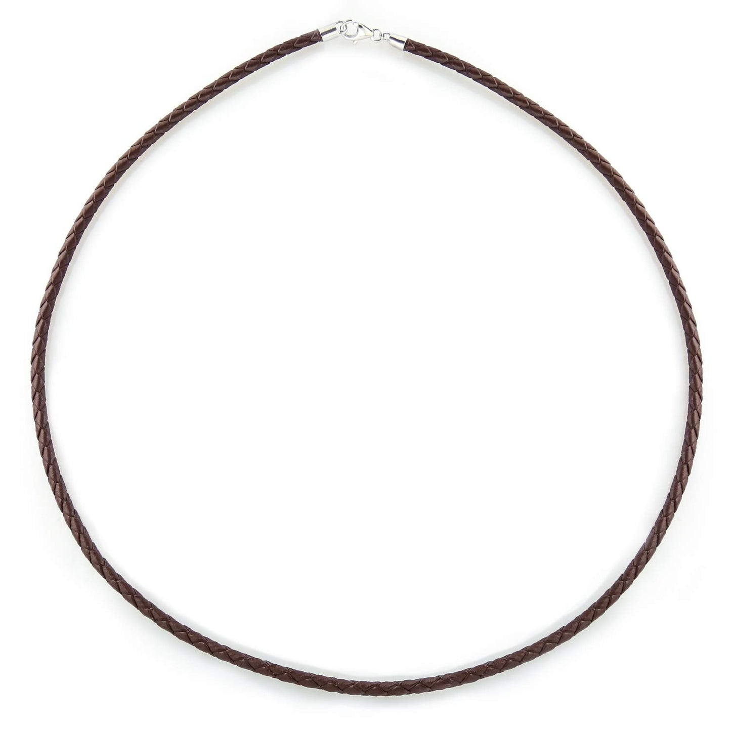 Bling Jewelry Brown Genuine Leather Braided Weave Necklace Pendant Cord For Women Men Teen .925 Silver Lobster Claw Clasp 24 Inch