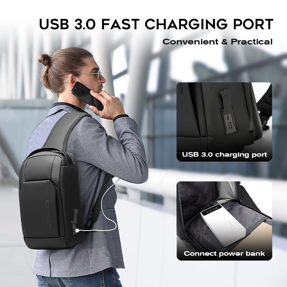 BANGE Fashion Sling Bag, Waterproof Shoulder bag, Crossbody Backpack for Men