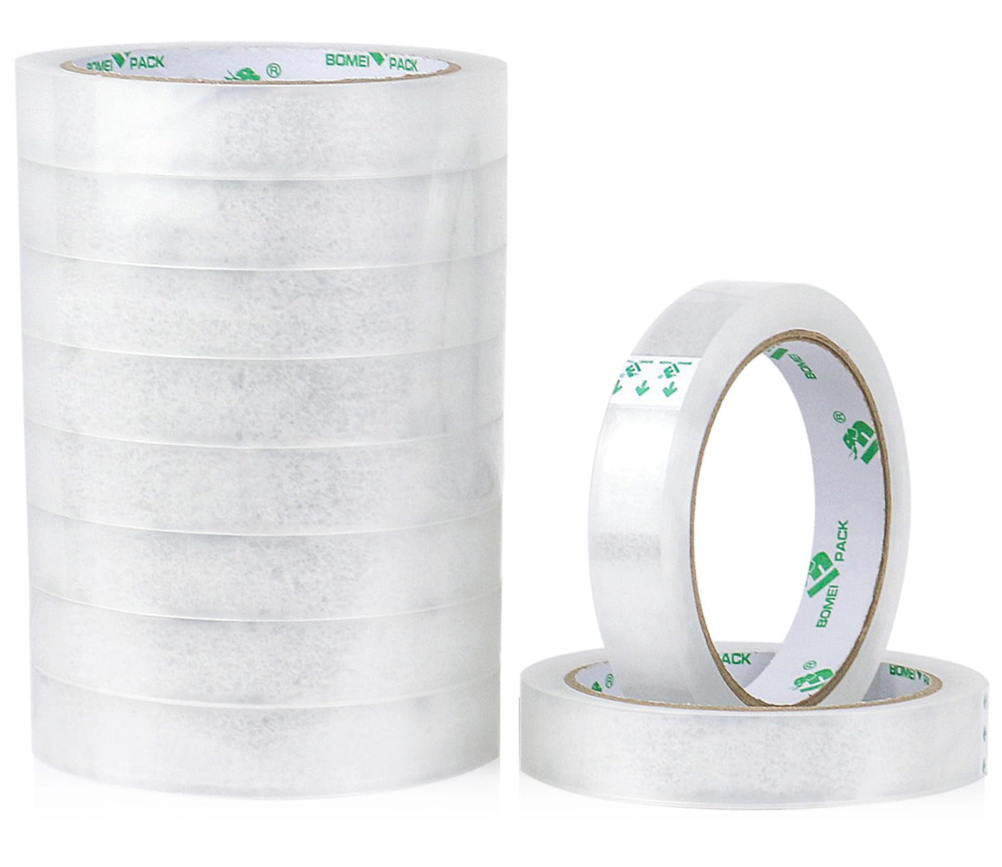 BOMEI PACK 10Rolls Clear Tape Refills for Dispenser, Transparent Gift Wrap Tape 3 Core Tape for Home, School and Office, 3/4inch x 50yds