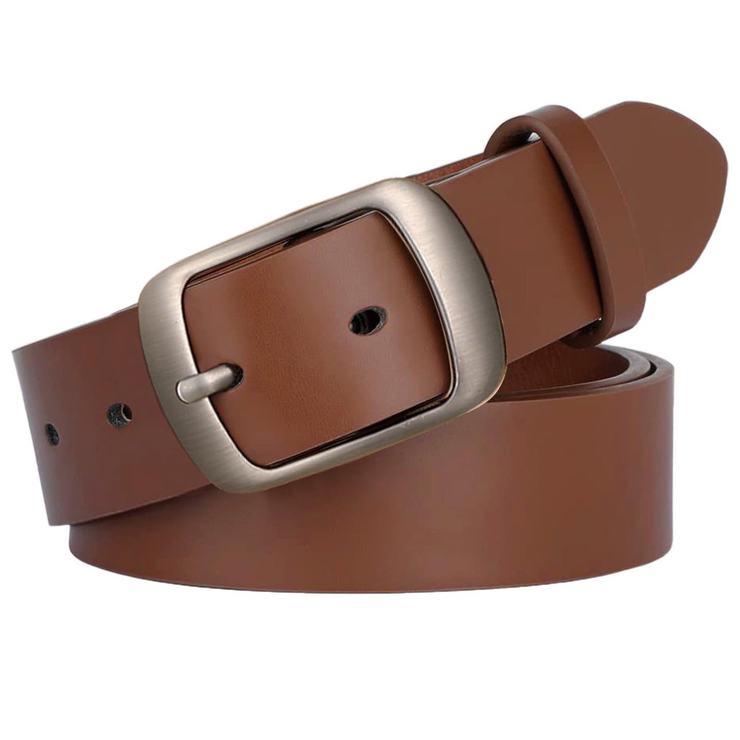 SUOSDEY Women Belts For Jeans Dresses Pants Ladies Light Coffee Belt Leather Waist Belt with Elegant Buckle Width 1.3"