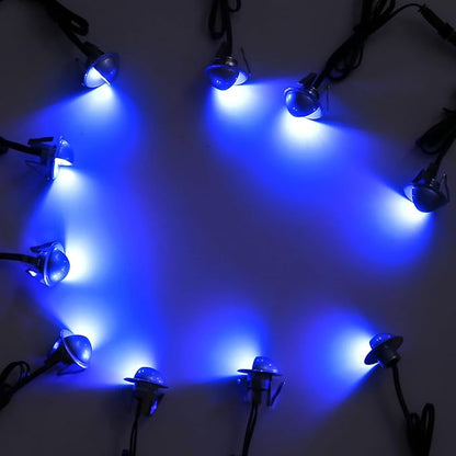 6 Pack LED Stair Lights Kit Low Voltage Waterproof IP65 Outdoor 1-2/5" Recessed Wood LED Deck Lighting Yard Garden Patio Step Landscape Pathway Decor Lamps, Blue