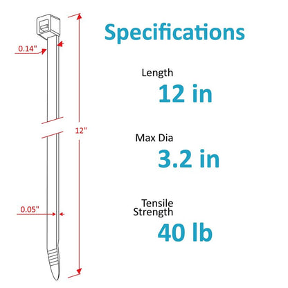 Zip Ties 12 inch, Black Zip Ties 100 pack, 40lb, Cable Ties, Self-locking Wire ties for indoor and outdoor use, by Tantti