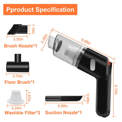 Mocessory Car Handheld Vacuum 10000PA Suction, Wireless Vacuum Cleaner with Low Noise,Car Vacuum Cordless Rechargeable,Portable Compressed Air Duster for Car and Home