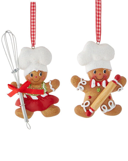 Gingerbread Boy & Girl Baker Christmas Ornament – Personalized or Non-Personalized Holiday Ornament | Cute Gingerbread Cookie Tree Decoration, Kitchen Baker Gift, Holiday Keepsake Décor