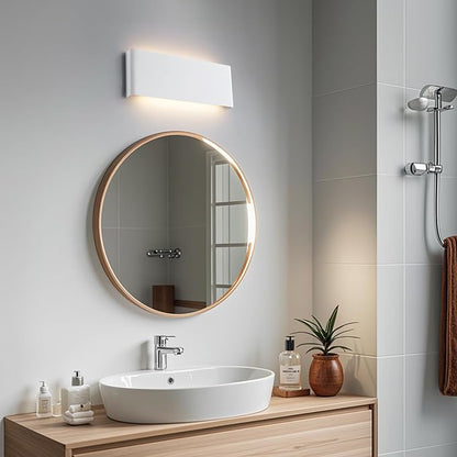 Mille Luckiole 15Inch Bathroom Vanity Mirror Light,Dimmable 3000K-6500K 5 Color Selectable Hallway LED Wall Light,Modern LED Sconce Wall for Stairwell,Bedroom,20W White 4Pack Up and Down Led Wall Lamp