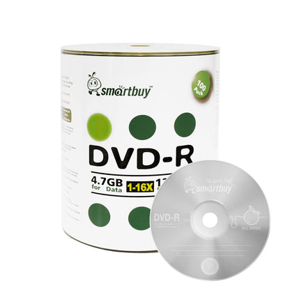 Smart Buy 100 Pack DVD-R 4.7gb 16x Logo Blank Data Video Movie Recordable Disc, 100 Disc 100pk