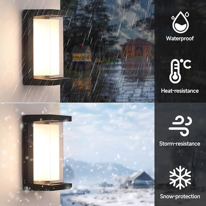Outdoor Porch Light,15%-100% Dimmable Indoor Wall Light Fixtures,3000K/4000K/6500K Adjustable,24W Exterior Wall Lighting,Waterproof Outdoor Modern Wall Sconce Lights,2160LM Indoor Wall Sconce 2 Pack