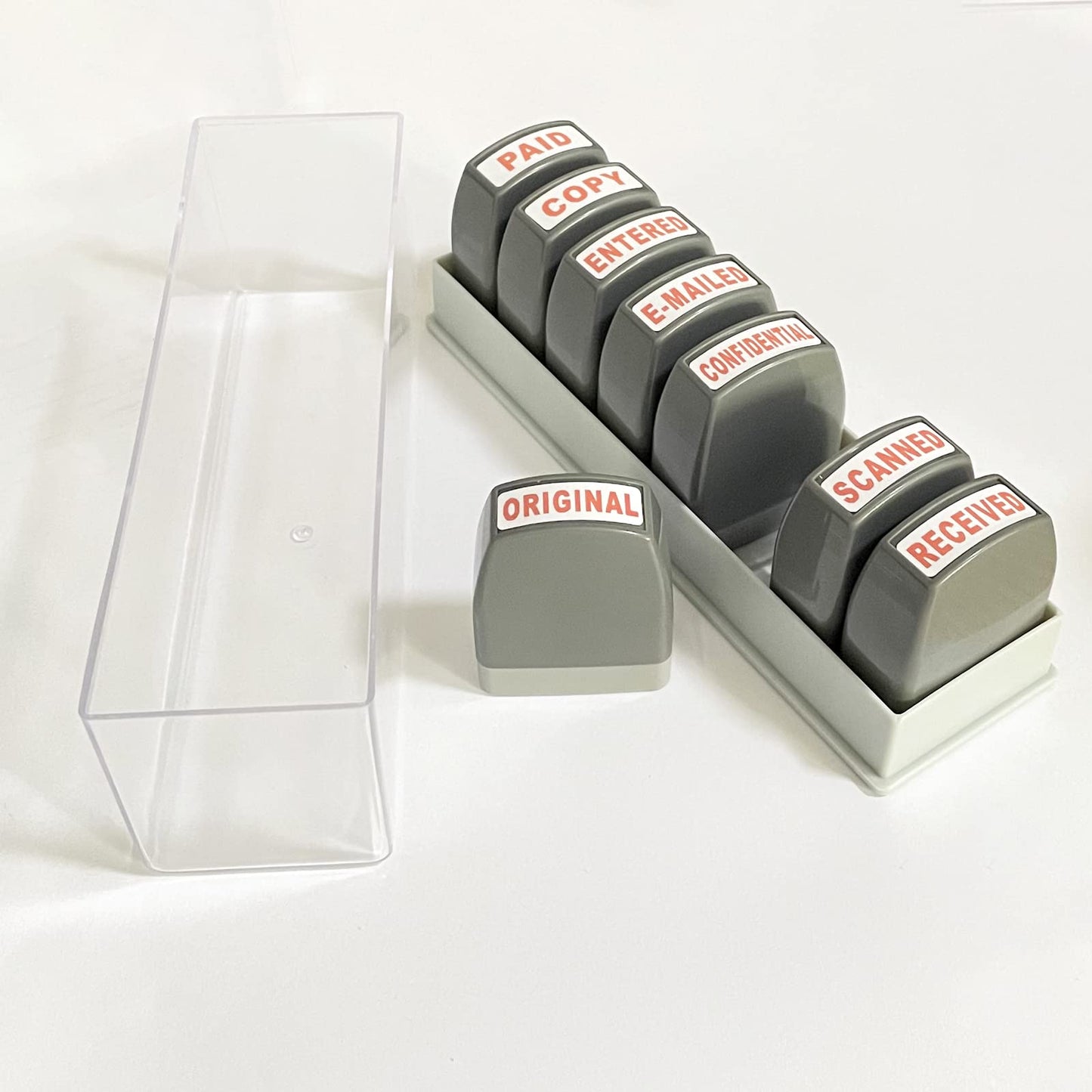 WAFJAMF Office Stamp Set 8Pcs Self-Inking Rubber Business Stamp - Red Ink