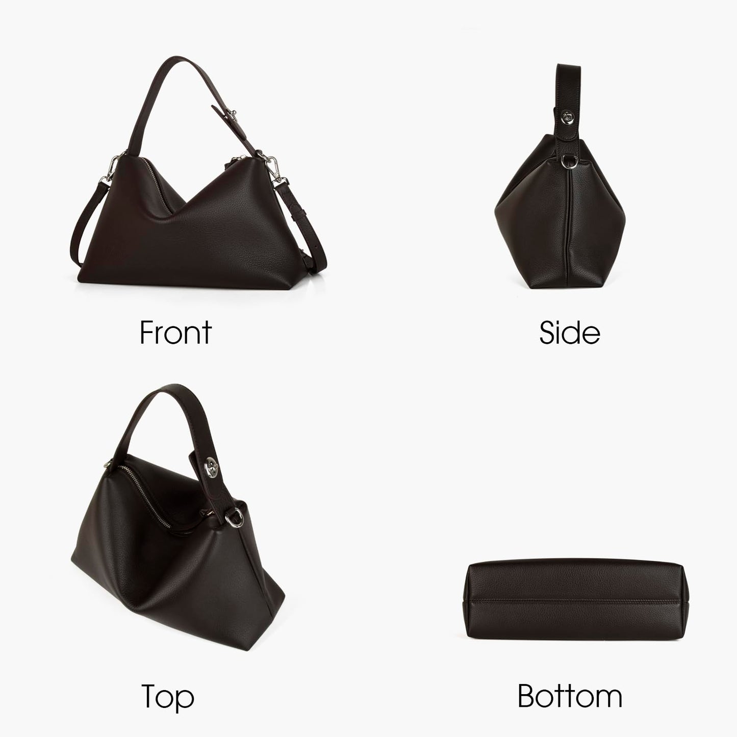 DONNAIN Premium Full-Grained Leather Crossbody Bags for Women, Slouchy Shoulder Bag with Adjustable Strap and Tote Handbag (Coffee, Small)