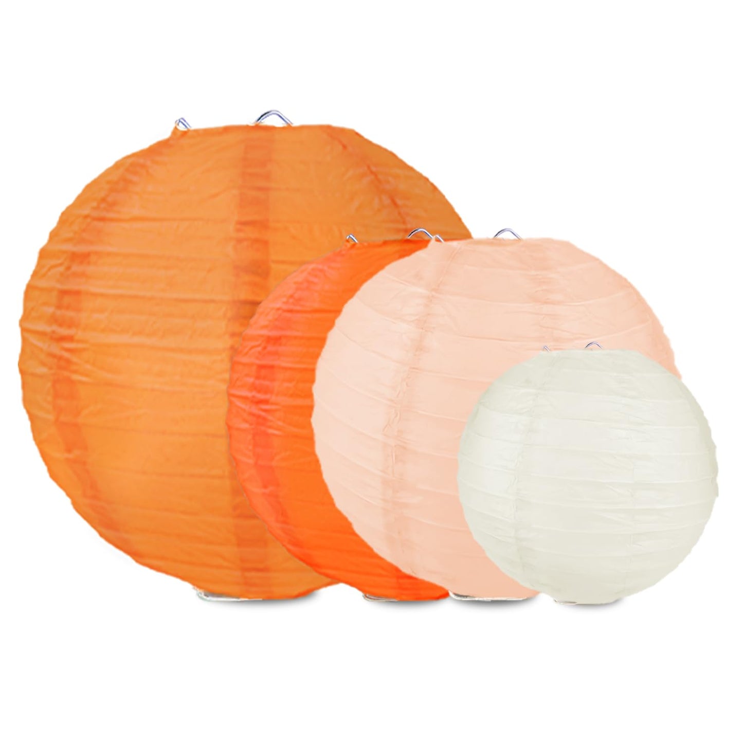 FUGUIR Fall Paper Lanterns, Orange Peach Cream Thanksgiving Party Hanging Paper Lanterns for Fall Festival Wedding Baby Shower Birthday Party Supplies (12 PCS)