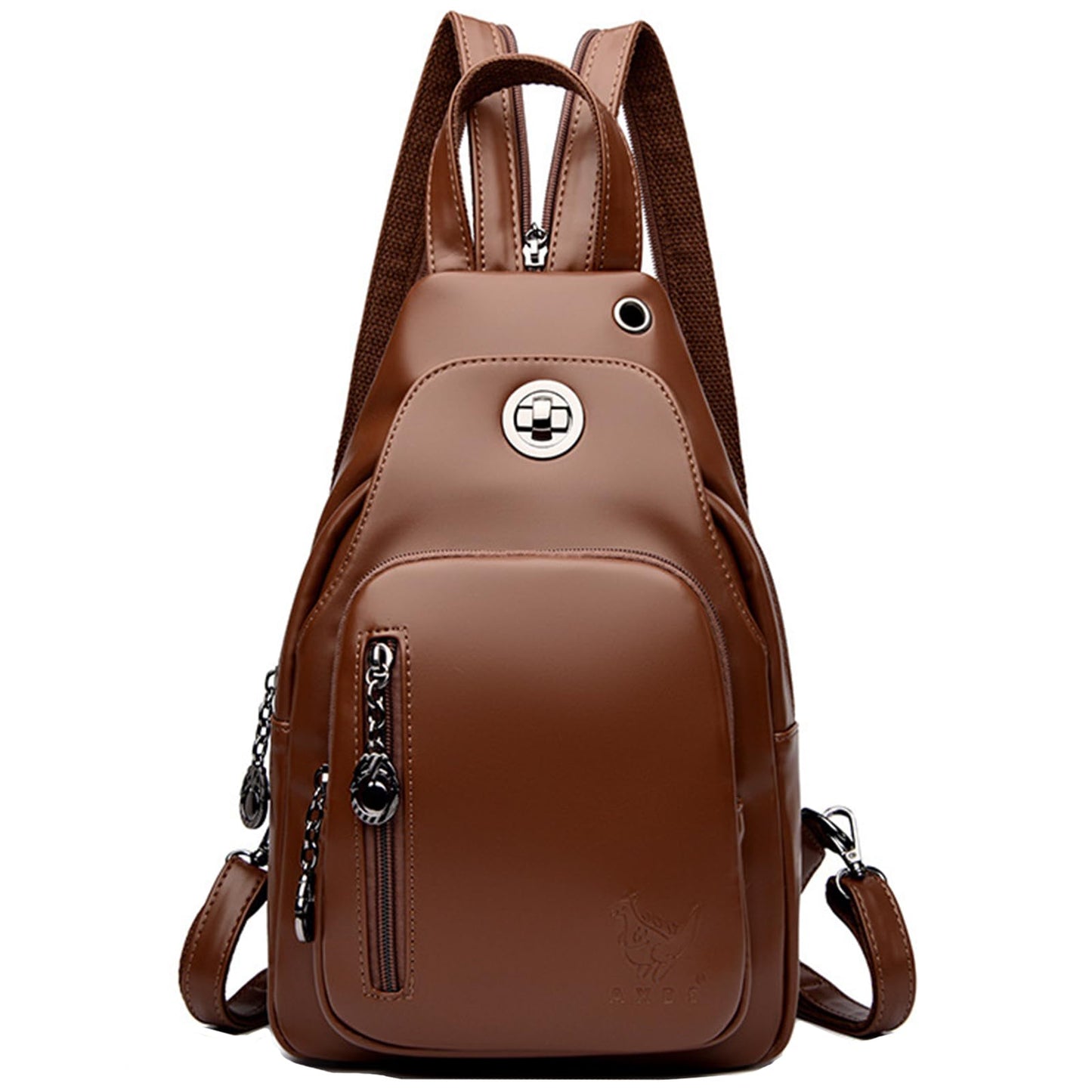 O-TBOST Genuine Leather Sling Bag for Women Convertible Backpack Purse Crossbody Bag Travel Casual Daypack (Brown-1)
