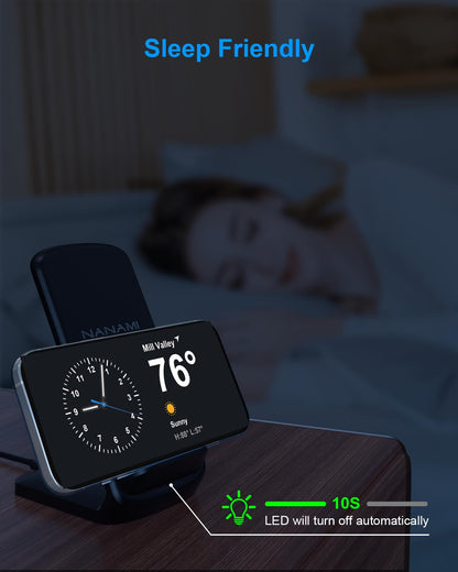 NANAMI Upgraded Fast Wireless Charger, Qi-Certified Wireless Charging Stand Compatible with Samsung Galaxy S25/S24/S23/S22/S21/S20 & Qi Phone Charger for iPhone 17/17 Air/16/16 Plus/16 Pro/15/14/13