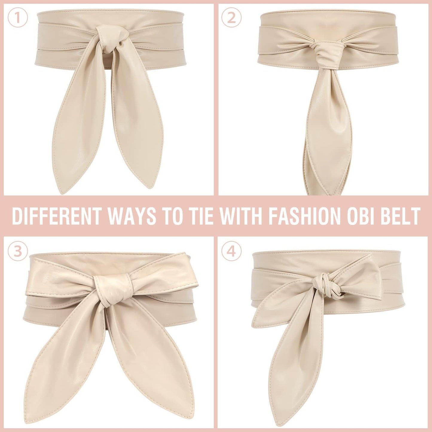 ChinEluviis Womens Obi Belt Fashion Corset Wide Leather Knotted Cinch Tie Wide Belt for Evening Dress Beige M
