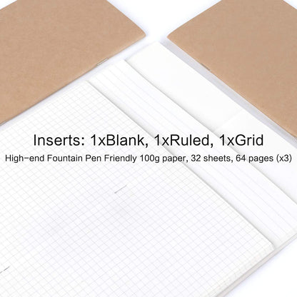 Moterm Travelers Notebook - 8.6'' x 4.9'' Retro Handmade Leather Travel Journal (Standard Sizes, Black)