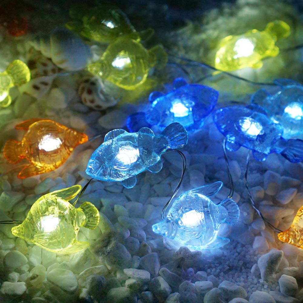 Cynzia Beach Ocean Fishes String Light, 40LED Decoration Lights USB Plug in with 8 Modes Remote Control, Waterproof Fairy Lights for Bedroom Party Outdoor Wedding Holiday Christmas