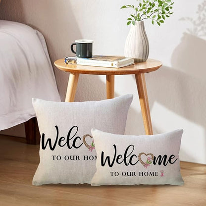 ULOVE LOVE YOURSELF Spring Welcome Throw Pillow Covers 12 x 20 Inch Farmhouse Spring Flowers Decorative Lumbar Pillowcases for Front Porch Decor Housewarming Gifts