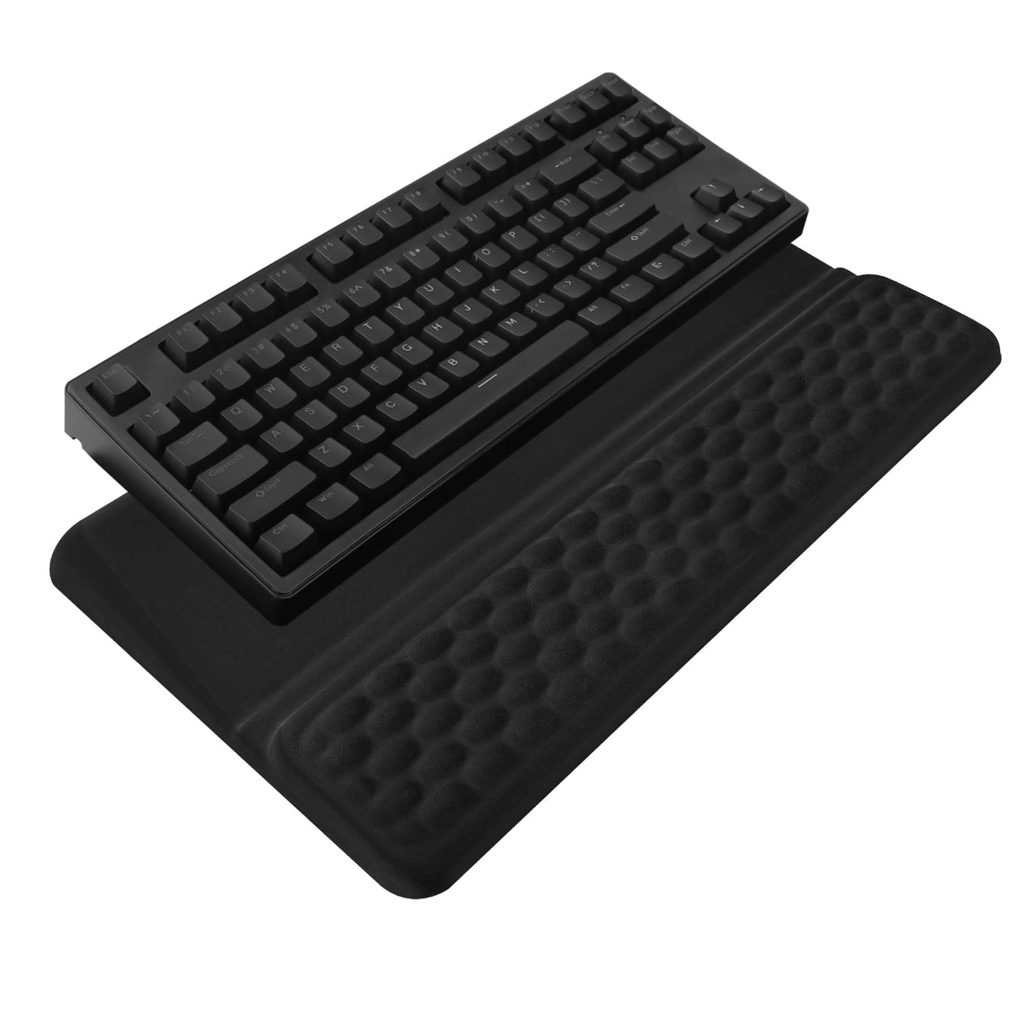 Computer Keyboard Stand with Wrist Rest, Ergonomic Tilted Keyboard Holder - Keyboard Riser with Wrist Pad - Keyboard Tray Support for Office Home - Black