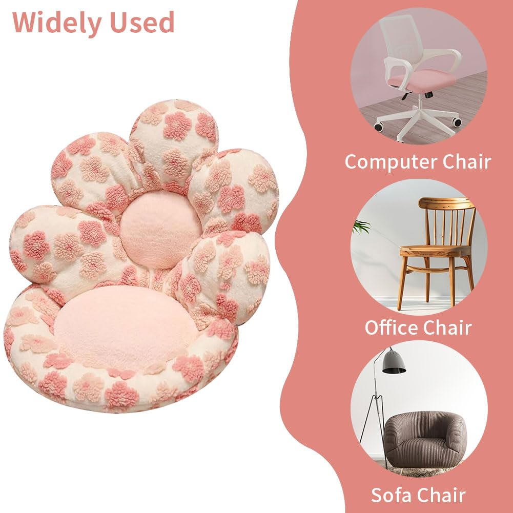 Gujuja Flower Chair Cushion with Backrest Comfortable Office Chair Pad Student Dormitory Seat Cushion for Sedentary Group Home Decor