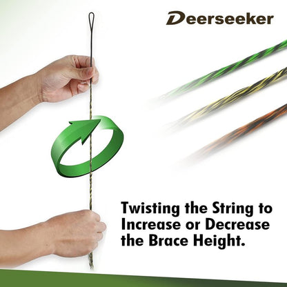 Deerseeker Archery Bowstring Set with 2 Nocking Points Dacron Recurve Bow String Replacement 12, 14, 16 Strands for Traditional Longbow Bow Shooting 48-70 inches（Red, 1pcs）