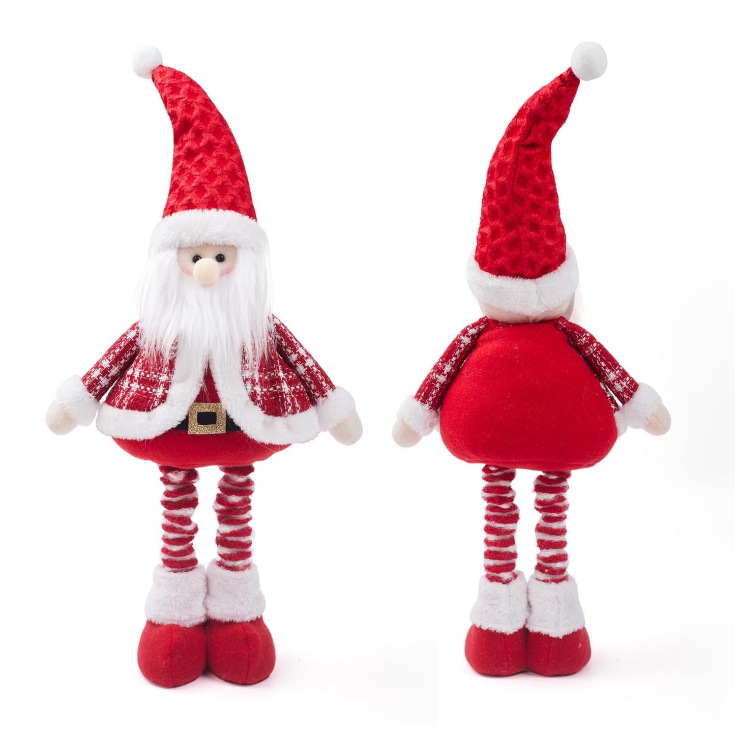 JIAHG Christmas Decorations Standing Fabric Santa Claus Snowman Reindeer with Stretchy Legs Christmas Tree Party Favors for Home Office Tabletop Fireplace Shelf Figurine Xmas Decor Ornaments