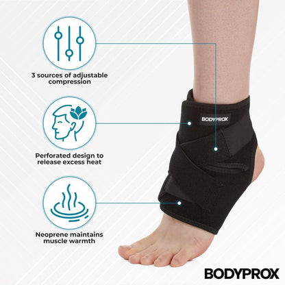 Bodyprox Ankle Support Brace, Breathable Adjustable Wrap, 1 Pack