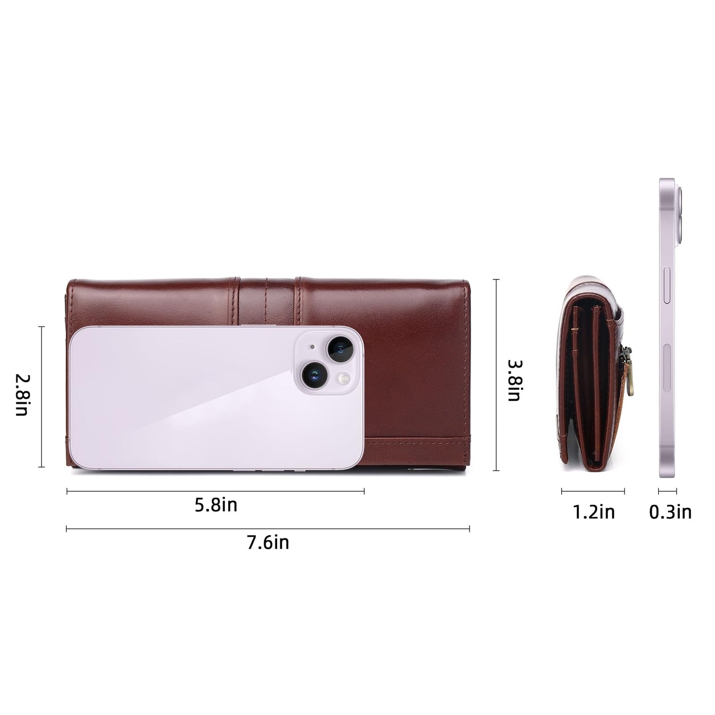 FREYAMIRA RFID Blocking Wallets for Women Leather Long Ladies Wallet Bifold Womens Wallet with Coin Pocket ID Window,Coffee