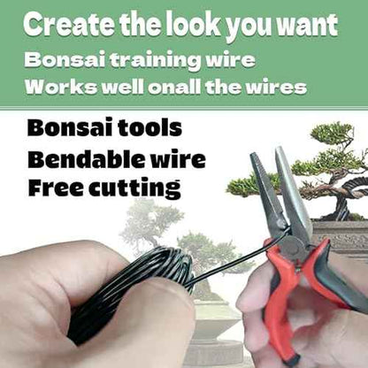 Bonsai Wire 7pcs-5 Rolls of Aluminum Bonsai Training Wire, Cutting Pliers and Plant Ties with Cutter 50 Meter Bonsai Tool Set, Adjustable Anodized Wire 1/1.5/2.0 mm for Bonsai Tree Training DIY Tools