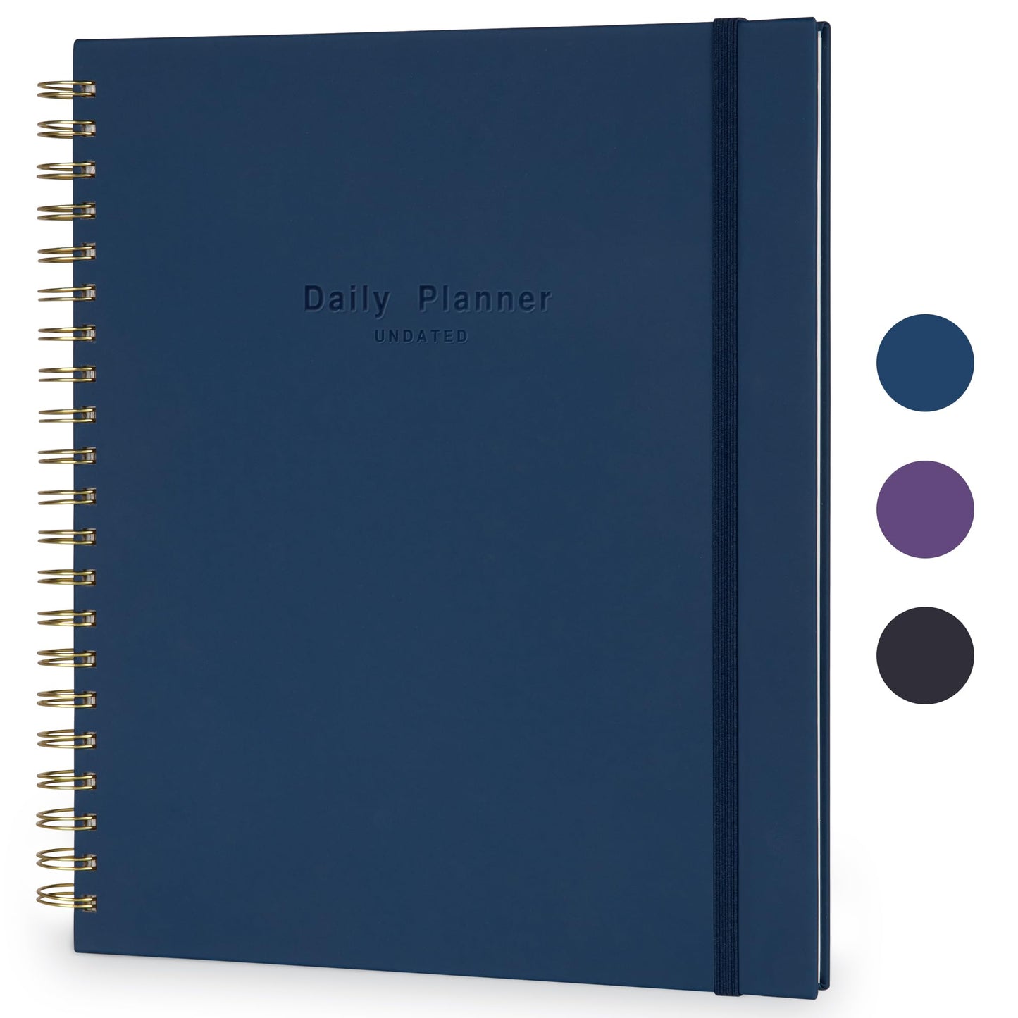 AuroPlanner Undated Daily Planner To Do List Hourly Schedule 2027 2026 2025 Calendar & Holiday Habit Tracker 180 Pages Letter Size 8.5" x 11" Sheets Hardcover Spiral Bound Notebook (Navy Blue)