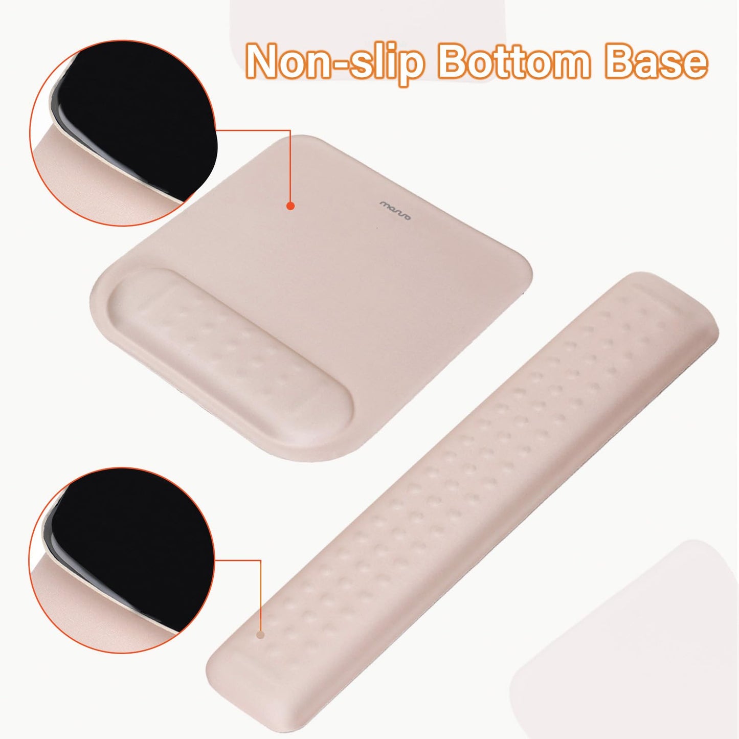 MOSISO Computer Keyboard Stand&Wrist Rest Support for Keyboard &Mouse Pad Set, Ergonomic Massage Wrist Rest Set, Easy Typing Working Acrylic Clear Stand for Office Home, Apricot