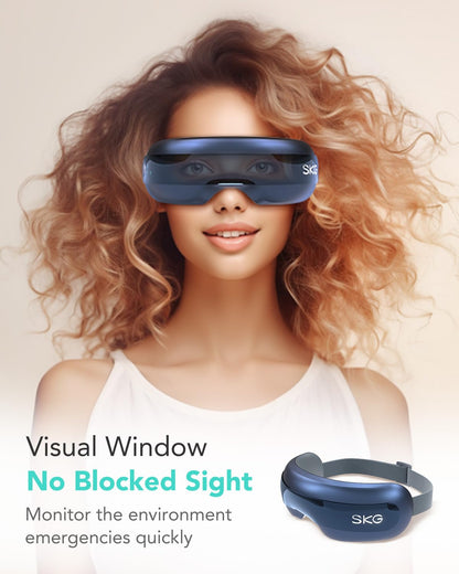 SKG Eye Massager with Heat, Bluetooth Heated Eye Massager for Relief with Vision Window Music, Soothing Eye Care to Relax Eyes, Best Gifts for Women Men