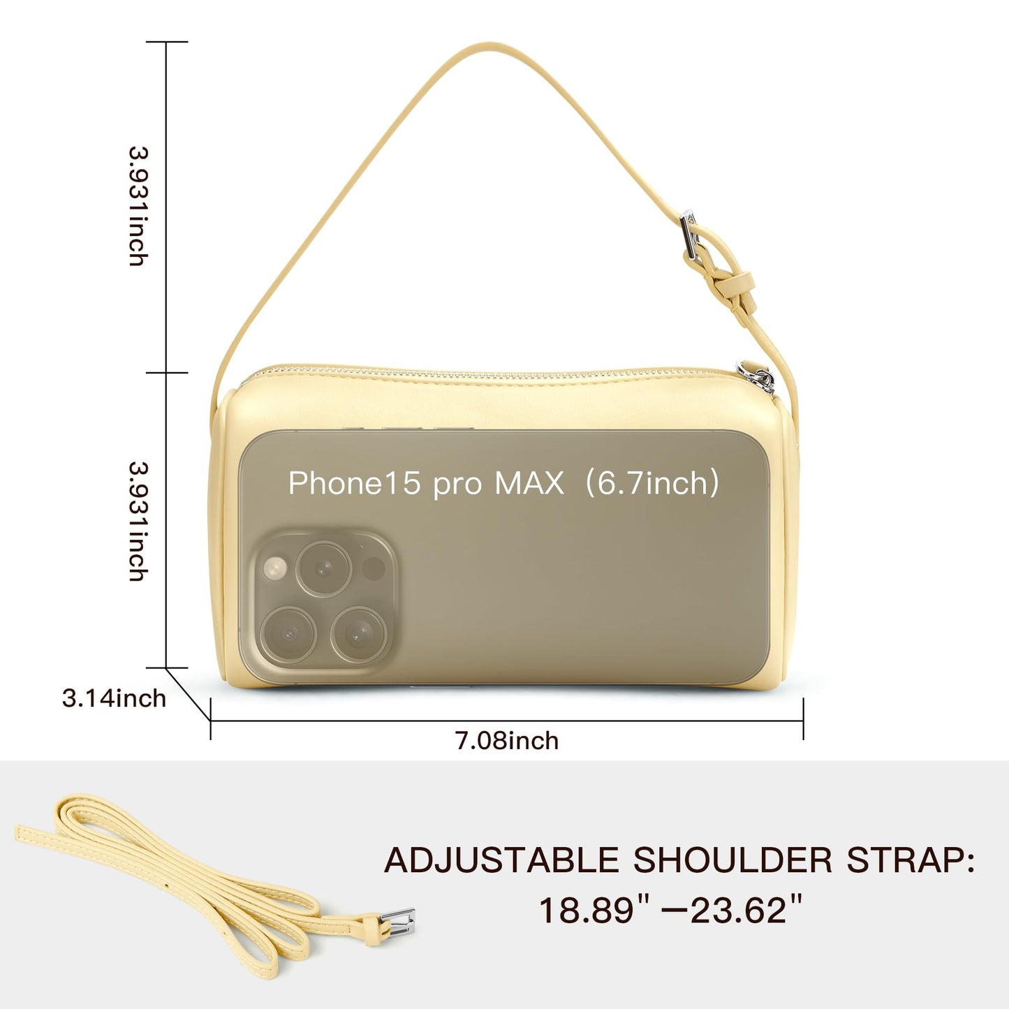Hobo Crossbody Bags For Women,Vegan Leather Barrel Bag For Ladies,Designer Mini Pruse With Adjustable Strap,Baby Yellow