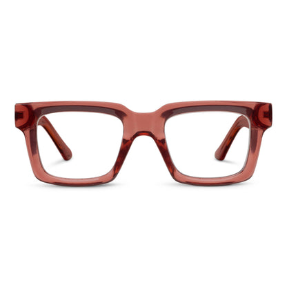 Peepers by PeeperSpecs Women's Spotlight Blue Light Blocking Reading Glasses and No Correction Eyewear Square, Rose, 1.25