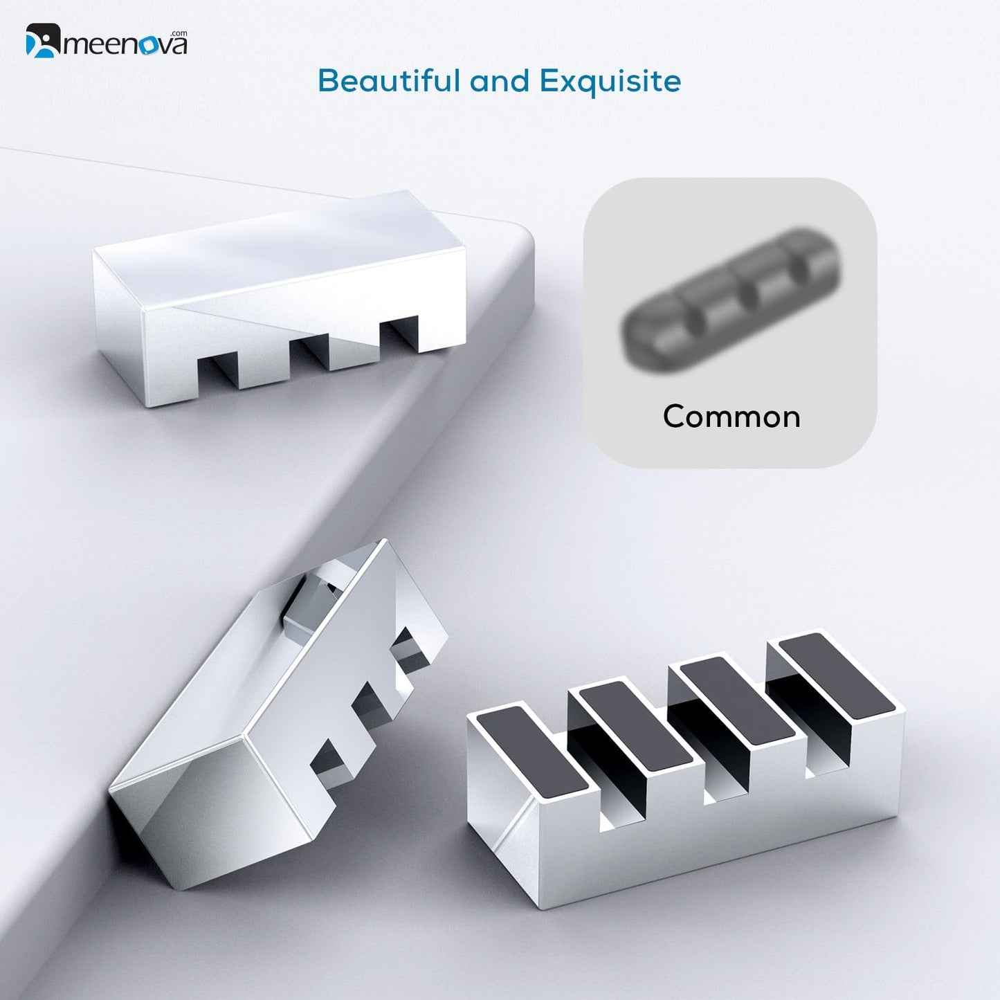 Meenova 304 Stainless Steel Weighted Cord Holder for Nightstand, Paper Weight, Letter Paperweight, 3 Hole Design, Aesthetic Desk Accessory for Office Computer Desk Charger Metal Charging Cable Holder
