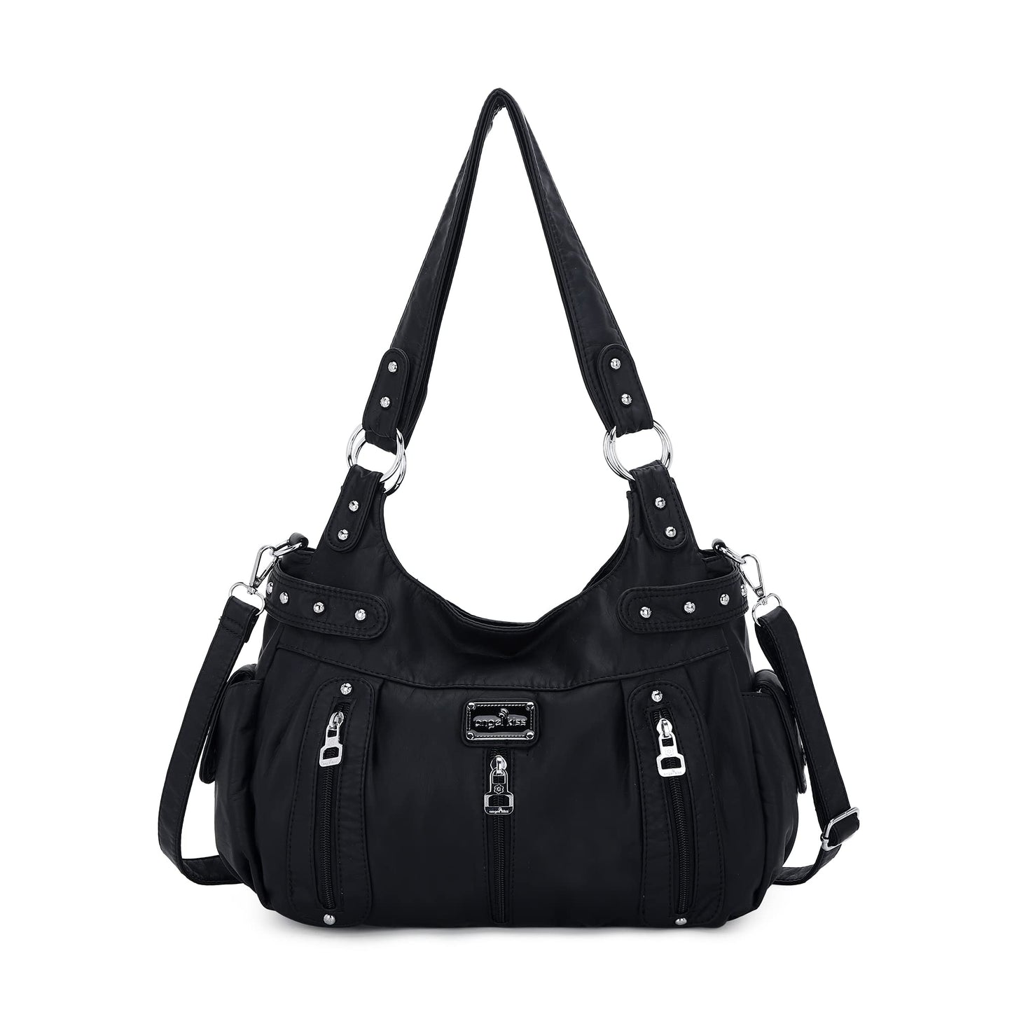 Angel Kiss Large Purses and Handbags for Women Washed Faux Leather Crossbody Hobo Satchel Shoulder Handbag Tote Purse