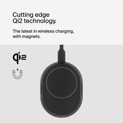 Belkin Magnetic Wireless Charging Pad 15W - MagSafe-Compatible Qi2-Certified Wireless Charging Station, iPhone Charger for Apple iPhone 16, 15, 14 Series, AirPods w/Non-Slip Base - Black (No PSU)